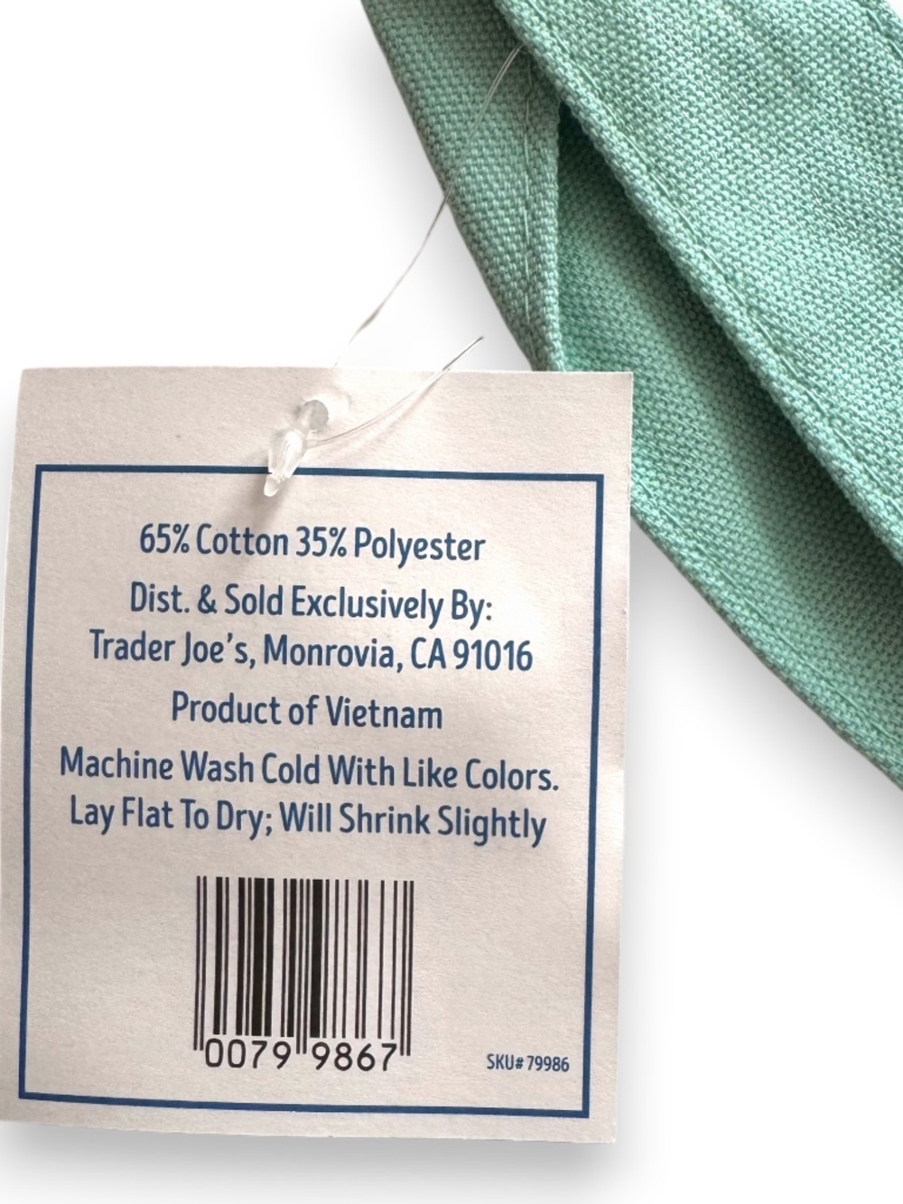 TRADER JOE'S Mini Pastel Canvas Tote Bag Teal NWT - Picture 4 of 7